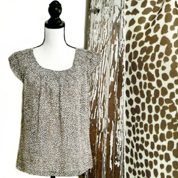 Anne Klein Tops - Anne Klein Blouse Brown Animal Print Size M
